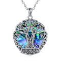 wholesale 925 Sterling Silver Abalone Shell Celtic Knot Tree of Life Sister Pendant Necklace-0-0