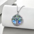 wholesale 925 Sterling Silver Abalone Shell Celtic Knot Tree of Life Sister Pendant Necklace-0-2