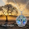 wholesale 925 Sterling Silver Abalone Shell Celtic Knot Tree of Life Sister Pendant Necklace-0-5