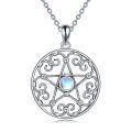 wholesale 925 Sterling Silver Moonstone Pentagram Pendant Necklace for Women-0-0