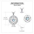 wholesale 925 Sterling Silver Moonstone Pentagram Pendant Necklace for Women-0-3
