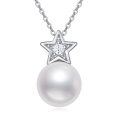 wholesale 925 Sterling Silver Star & Simulated Pearl Pendant Necklace for Women Girls Vintage s-0-0