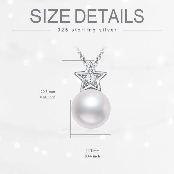 Sterling Silver Star Pearl Necklace-3