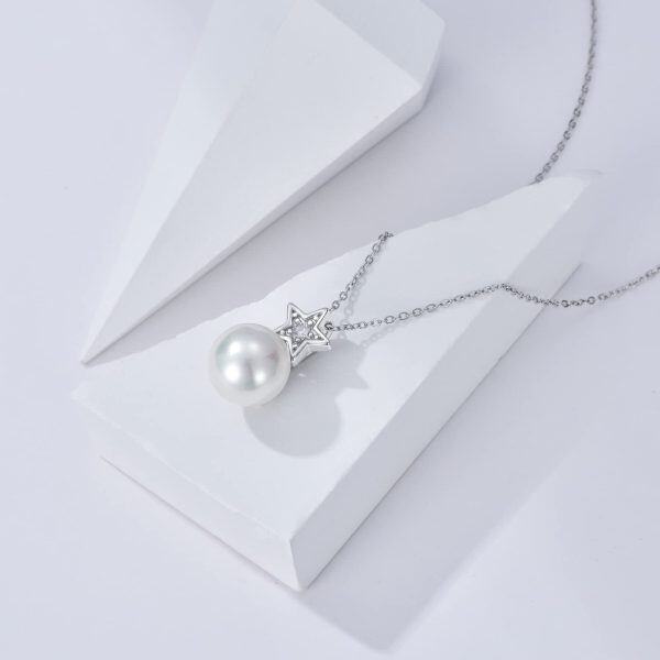 Sterling Silver Star Pearl Necklace-5