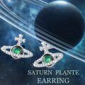 wholesale 925 Sterling Silver Abalone Shell Cross Saturn Planet Stud Earrings for Women-0-2