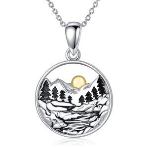 Sterling Silver Mountain Necklace-0