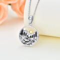 wholesale 925 Sterling Silver Mountain Landscape Gold Sun Charm Pendant Necklace-0-1