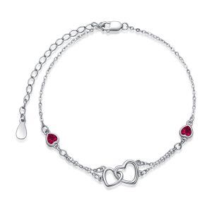 Sterling Silver Heart Anklet Bracelet-0