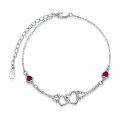 wholesale 925 Sterling Silver Red Crystal Heart Charm Ankle Anklet for Women-0-0