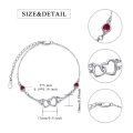 wholesale 925 Sterling Silver Red Crystal Heart Charm Ankle Anklet for Women-0-1