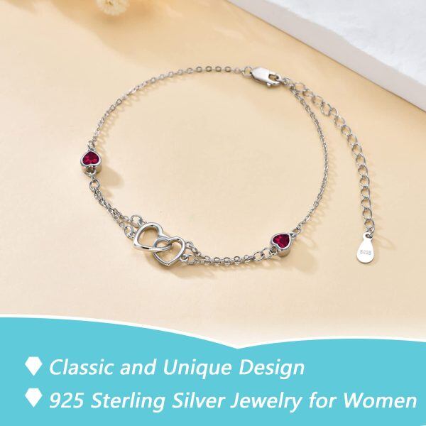 Sterling Silver Heart Anklet Bracelet-2