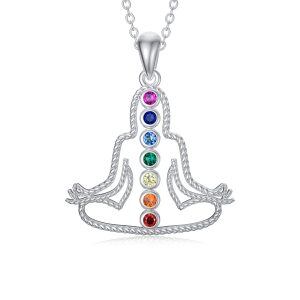 Sterling Silver Chakra Necklace-0