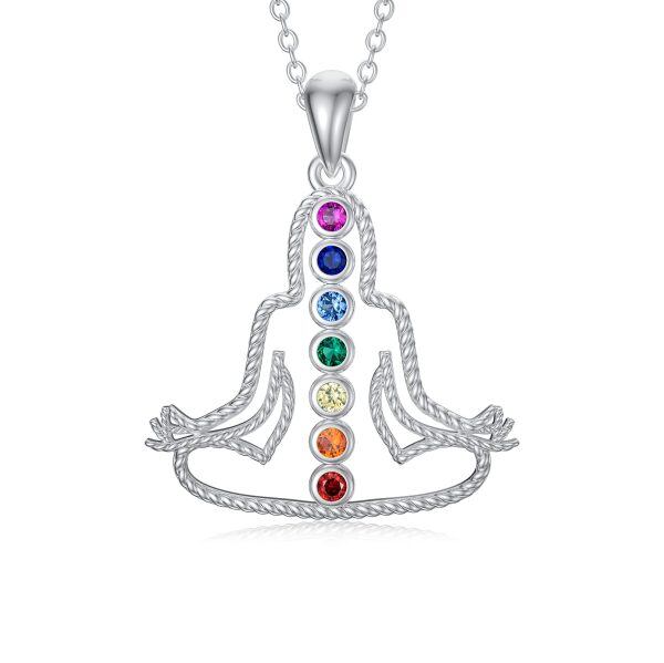 Sterling Silver Chakra Necklace-0