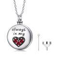 wholesale 925 Sterling Silver Always In My Heart Cremation Jewelry Keepsake Pendant with Red Crystal Accents and Funnel Set for Women-0-0