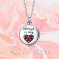 wholesale 925 Sterling Silver Always In My Heart Cremation Jewelry Keepsake Pendant with Red Crystal Accents and Funnel Set for Women-0-5