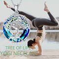 wholesale 925 Sterling Silver Blue Crystal Tree of Life Pendant Necklace for Women-0-2