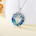 wholesale 925 Sterling Silver Blue Crystal Tree of Life Pendant Necklace for Women-0-3