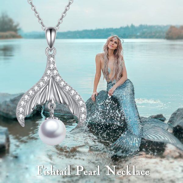 Sterling Silver Mermaid Tail Necklace-4