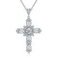 wholesale 925 Sterling Silver Cubic Zirconia Cross Pendant Necklace for Women-0-0