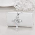 wholesale 925 Sterling Silver Cubic Zirconia Cross Pendant Necklace for Women-0-3