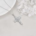 wholesale 925 Sterling Silver Cubic Zirconia Cross Pendant Necklace for Women-0-4