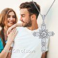 wholesale 925 Sterling Silver Cubic Zirconia Cross Pendant Necklace for Women-0-5
