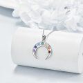wholesale 925 Sterling Silver Rainbow CZ Crescent Moon Pendant Necklace for Women-0-1