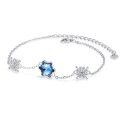 wholesale 925 Sterling Silver Blue Crystal Snowflake Charm Bracelet for Women-0-0