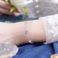 wholesale 925 Sterling Silver Blue Crystal Snowflake Charm Bracelet for Women-0-1