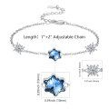 wholesale 925 Sterling Silver Blue Crystal Snowflake Charm Bracelet for Women-0-2