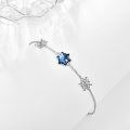 wholesale 925 Sterling Silver Blue Crystal Snowflake Charm Bracelet for Women-0-4