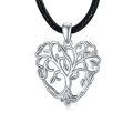wholesale 925 Sterling Silver Tree of Life Pendant on Black Braided Cord Necklaces for Women -0-0
