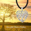 wholesale 925 Sterling Silver Tree of Life Pendant on Black Braided Cord Necklaces for Women -0-2