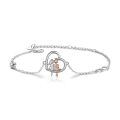 wholesale 925 Sterling Silver Infinity Heart Sisters Anklet with Rose Gold Accents for Women-0-0
