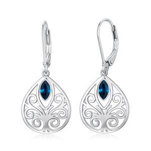 Sterling Silver Tree Of Life Earrings-0