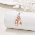 wholesale 925 Sterling Silver Rose Gold Plated Ballerina Shoes Pendant Necklace with Cubic Zirconia for Women-0-2