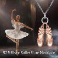 wholesale 925 Sterling Silver Rose Gold Plated Ballerina Shoes Pendant Necklace with Cubic Zirconia for Women-0-4