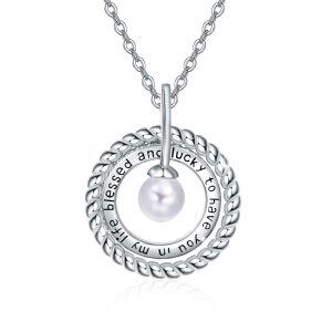 Sterling Silver Pearl Necklace-0