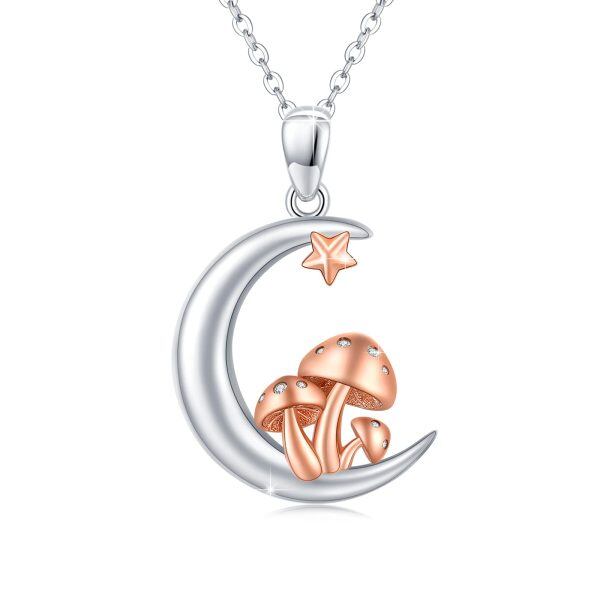 Sterling Silver Mushroom Moon Necklace-0