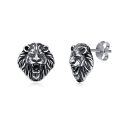 wholesale 925 Sterling Silver Lion Head Stud Earrings for Men - Vintage Style s-0-0