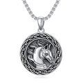 wholesale 925 Sterling Silver Celtic Knot Horse Head Pendant Necklace for Men-0-0