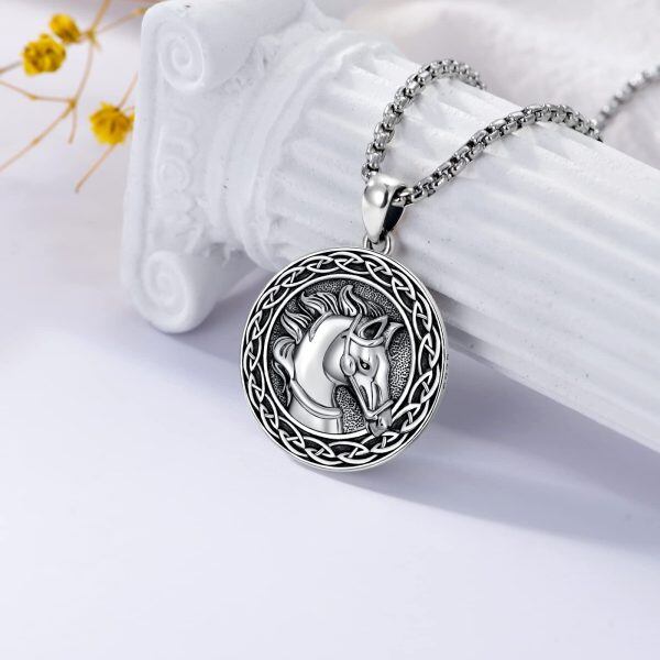 Sterling Silver Horse Necklace-3