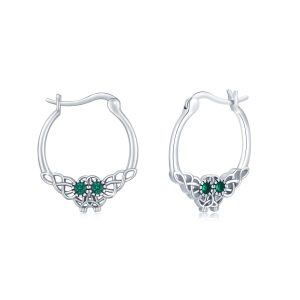 Sterling Silver Owl Hoop Earrings-0