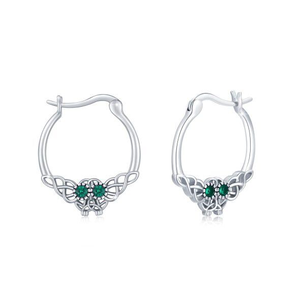 Sterling Silver Owl Hoop Earrings-0