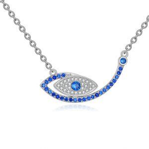 Sterling Silver Evil Eye Necklace-0