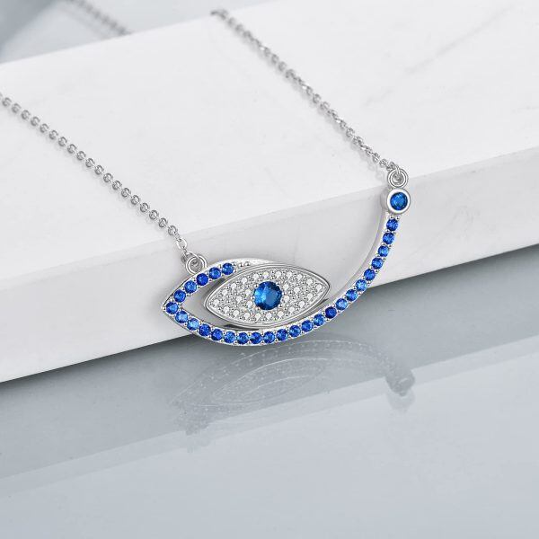 Sterling Silver Evil Eye Necklace-1