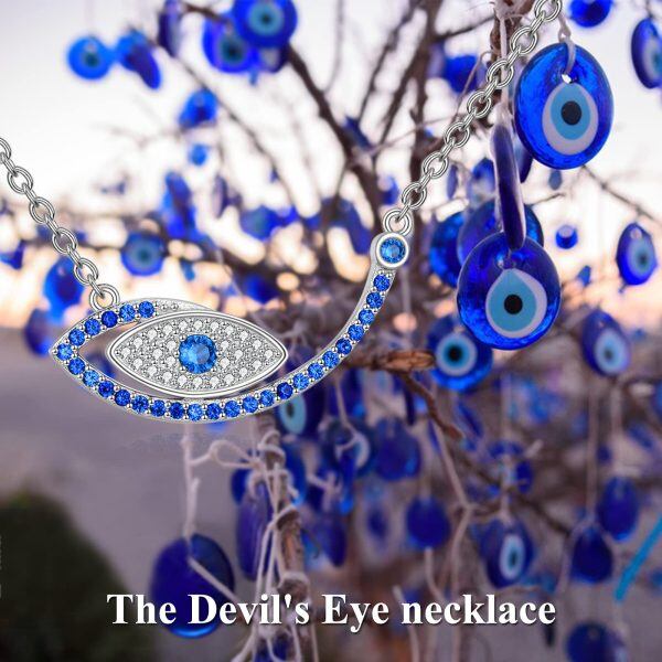 Sterling Silver Evil Eye Necklace-4