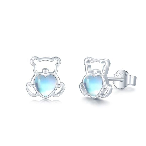 Sterling Silver Bear Earrings-0