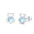 wholesale 925 Sterling Silver Heart-Shaped Moonstone Teddy Bear Stud Earrings for Women-0-0