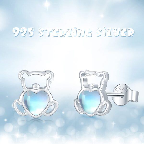 Sterling Silver Bear Earrings-3